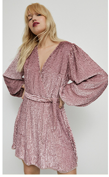 belted sequin mini dress