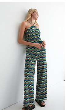 zig zag stitchy stripe wide leg trouser