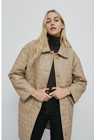 onion quilted faux leather padded jacket