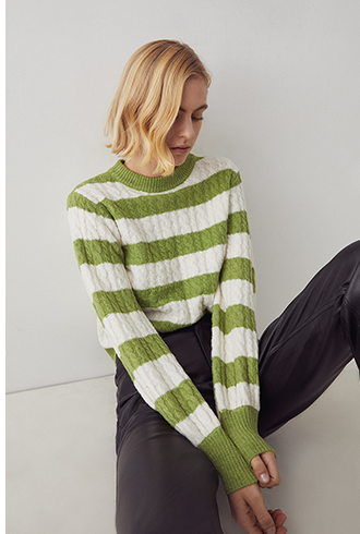 cable stripe knit jumper