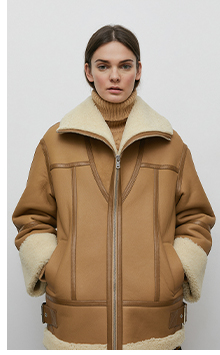real shearling zip through oversized jacket
