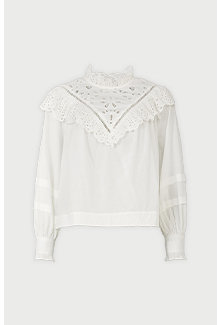 Broderie Frill And Cutwork Detail Blouse