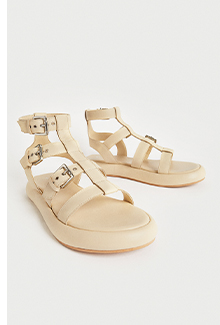 real leather triple buckle gladiator sandal
