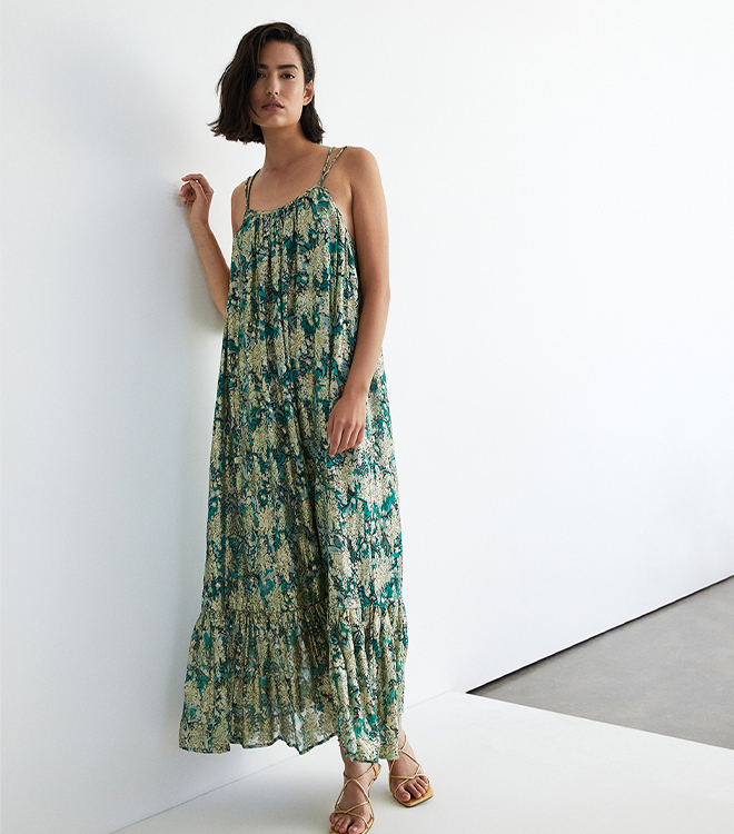 petite sparkle floral strappy maxi dress