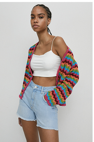Denim Raw Hem Mom Shorts