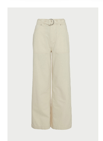 denim coloured belted wide leg jean