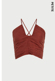 Petite Voile Ruched Strappy Crop Top