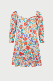 Puff Sleeve Mini Dress In Floral