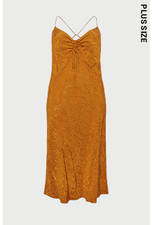 Plus Size Jacquard Ruched Midi Slip Dress