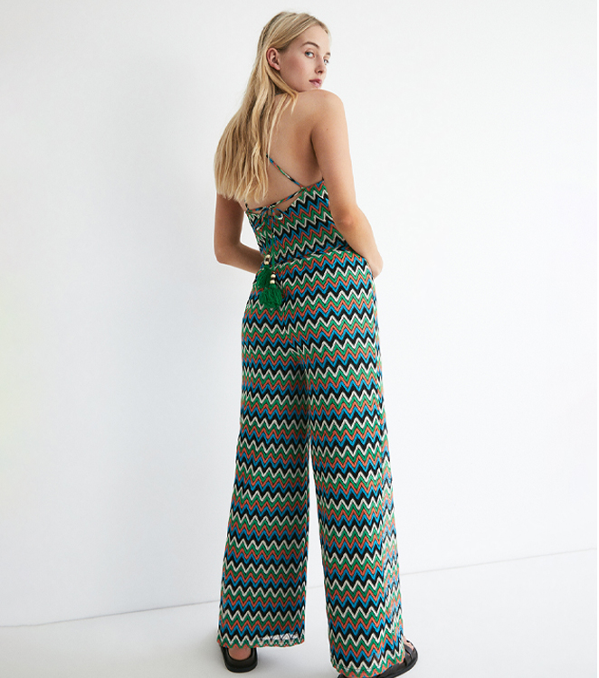 Zig Zag Stitchy Stripe Wide Leg Trouser