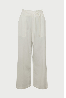 Linen Mix Tie Paper Bag Waist Trousers