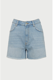 Denim Raw Hem Mom Shorts