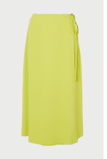Skinny Tie Midi Wrap Skirt