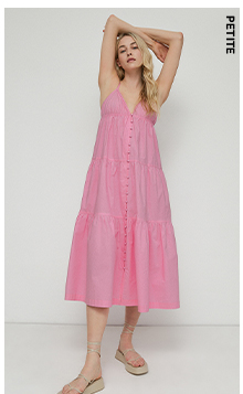 Pink Petite Poplin Strappy Tiered Midi Dress alternative image Pink Petite Poplin Strappy Tiered Midi Dress alternative image Pink Petite Poplin Strappy Tiered Midi Dress alternative image Pink Petite Poplin Strappy Tiered Midi Dress alternative image Petite Poplin Strappy Tiered Midi Dress