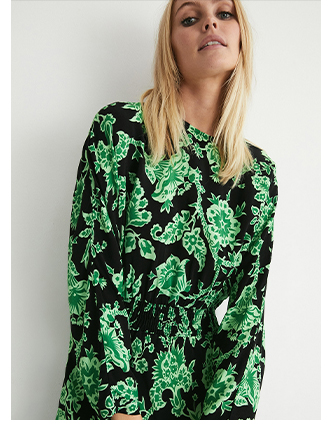 Green Floral Shirred Waist Midi Dress alternative image Green Floral Shirred Waist Midi Dress alternative image Green Floral Shirred Waist Midi Dress alternative image Green Floral Shirred Waist Midi Dress alternative image Floral Shirred Waist Midi Dress