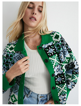 Tile Pattern Knit Shacket