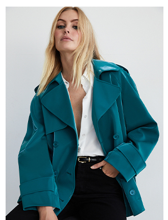 Faux Leather Short Trench