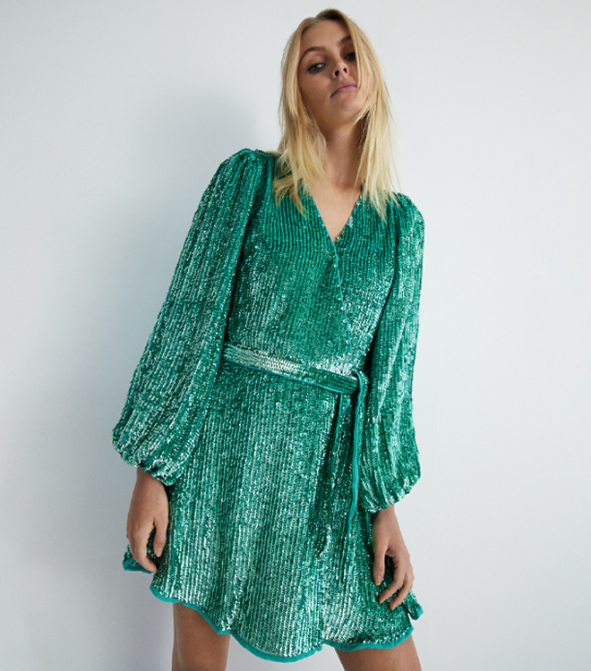 Belted Sequin Mini Dress