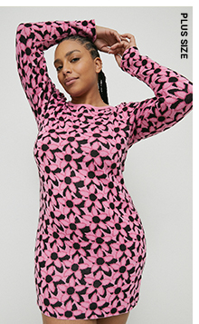 Plus Size Recycled Shadow Floral Knitted Dress