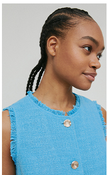 Tweed Button Through Mini Shift Dress