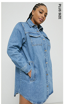plus size denim oversized mini shirt dress