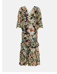 Floral Sparkle Jacquard V Neck Maxi Dress