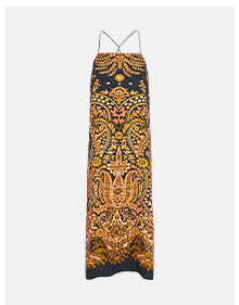 Printed Satin Midi Slip Dress