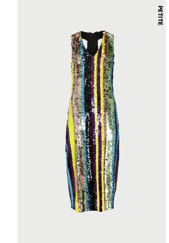 petite sequin stripe cut out back midi dress