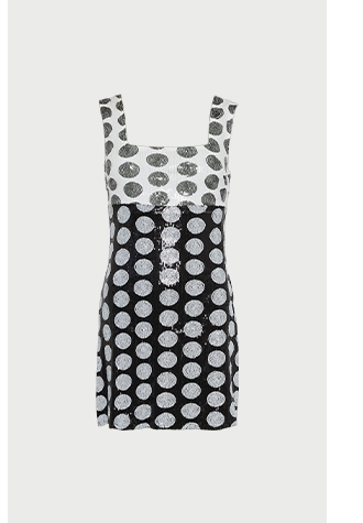 sequin spot patched mini dress