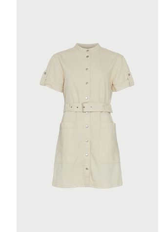 denim coloured belted utility mini dress