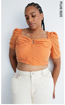 plus size voile strappy cut out ruched top