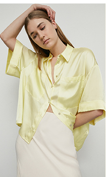 satin short sleeve pocket top
