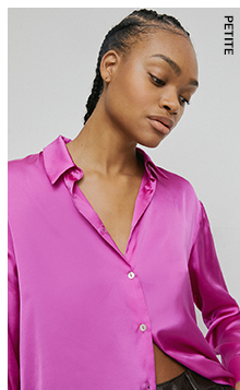 petite satin longline shirt