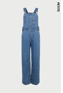 petite denim relaxed wide leg dungarees