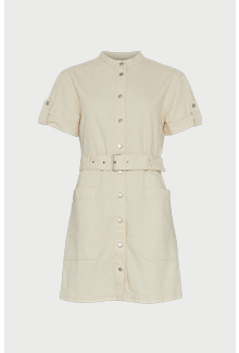 denim coloured belted utility mini dress