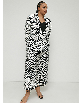 plus size zebra crepe relaxed blazer