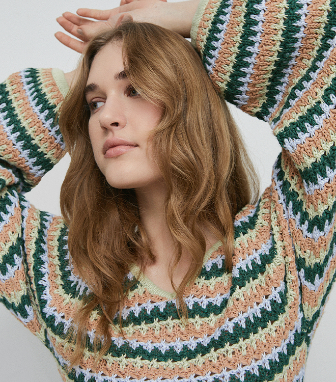 wave stitch knit jumper