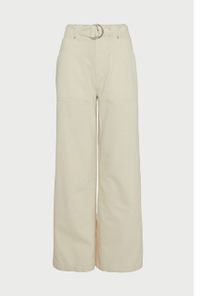 denim coloured belted wide leg jean