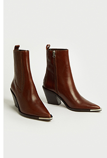premium real leather toe cap western boot