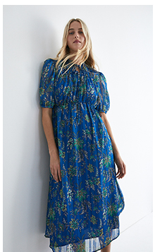 floral tie neck midi dress