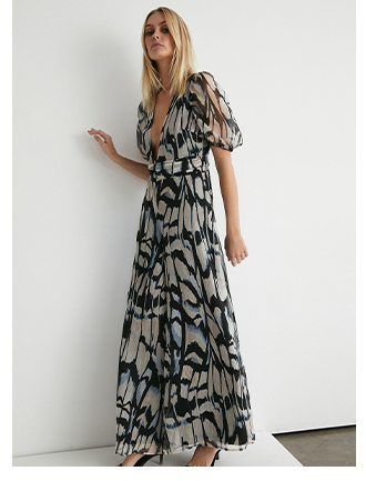 deep v neck butterfly print jumpsuit