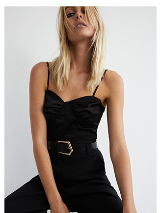 satin boned corset cami top