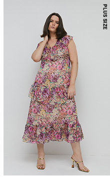 plus size frill tier maxi dress