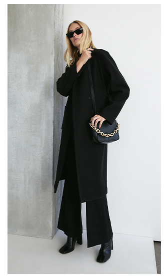 wrap front belted coat