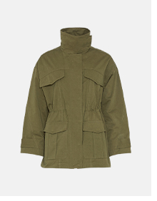 padded cotton funnel neck utility jacket