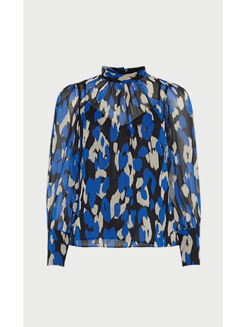 recycled polyester animal high neck blouse
