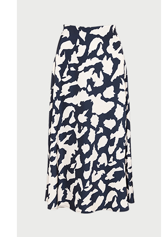 satin printed midi slip skirt