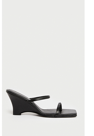 real leather double strap wedge