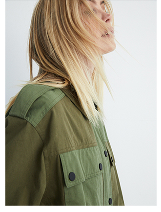cotton colour block utility jacket