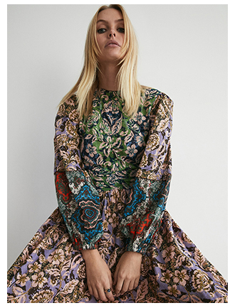 floral print mix ruched detail dress